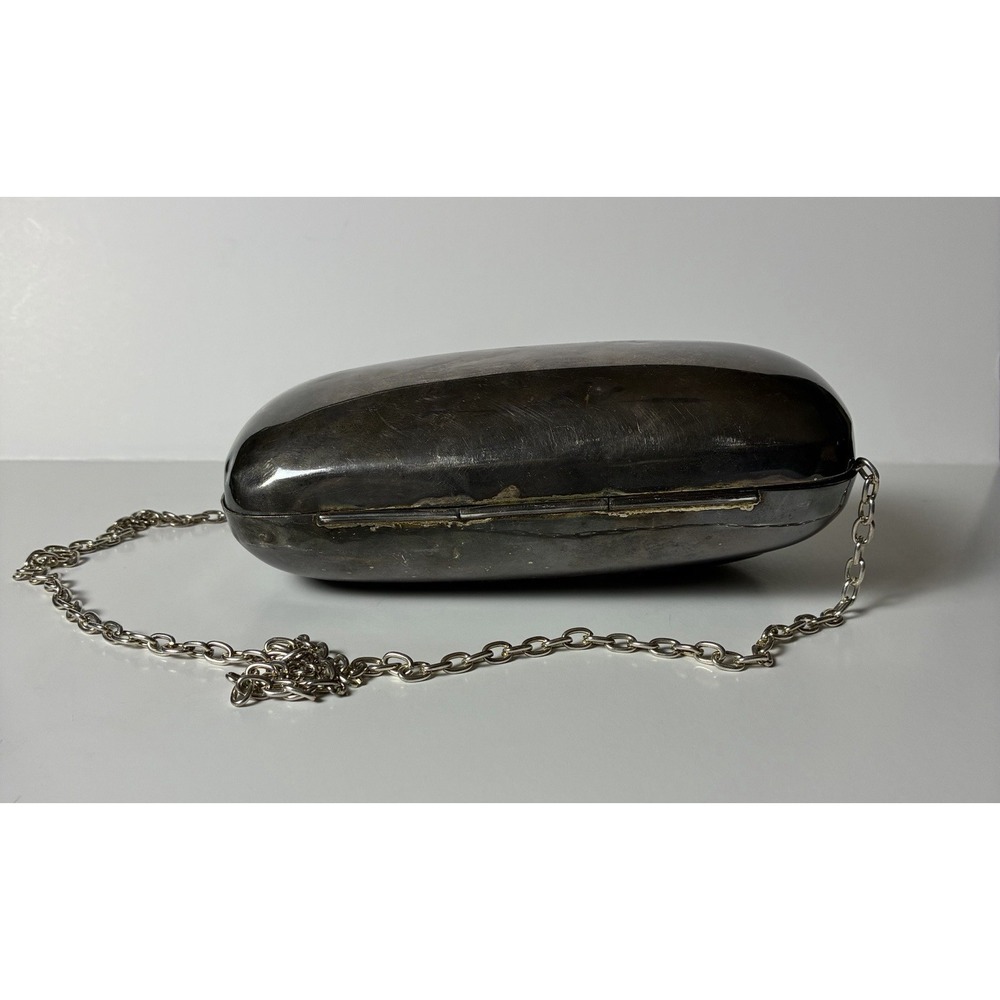 Vintage Mexican Metal Purse w/Art Deco Gem Eyed Panther, Velvet, Chain Strap - Picture 14 of 14